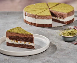 [Y100286] Pistachecake van donkere chocolade