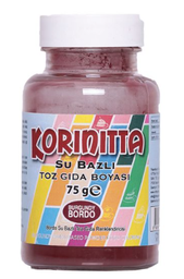 [Y100743] Korinitta Toz Gıda Boyası Su Bazlı Bordo 75 Gr
